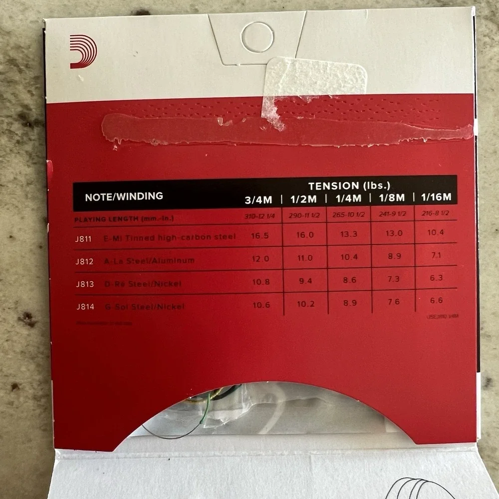 D'Addario J810 1/4M Prelude Violin String Set, 1/4 Scale, Medium Tension